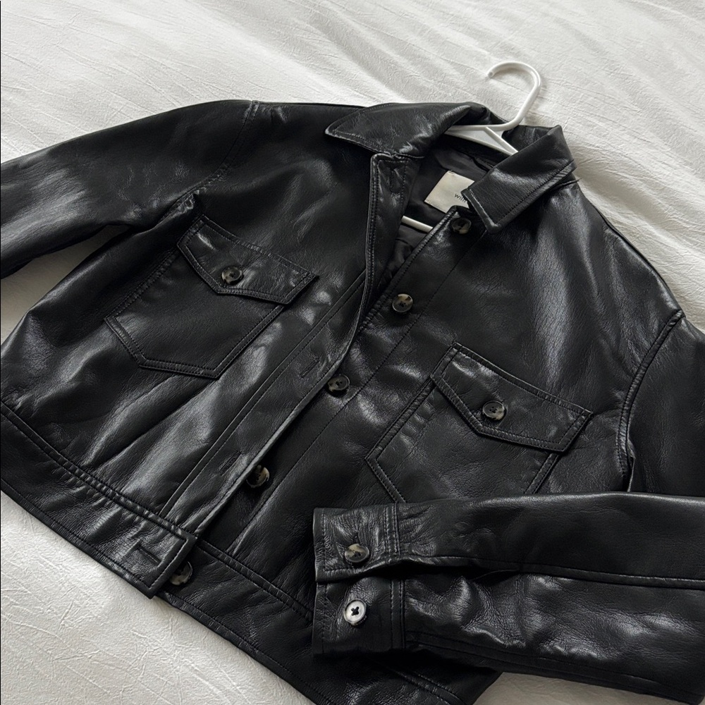 Aritzia Wilfred Classic Black Leather Jacket
